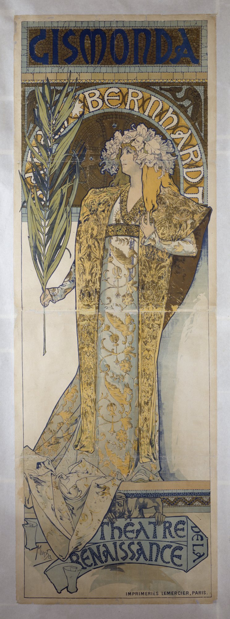 Poster for Sarah Bernhardt as Gismonda at the Théâtre de la Renaissance, Paris, 1895, on view in DIVA at the Denver Art Museum