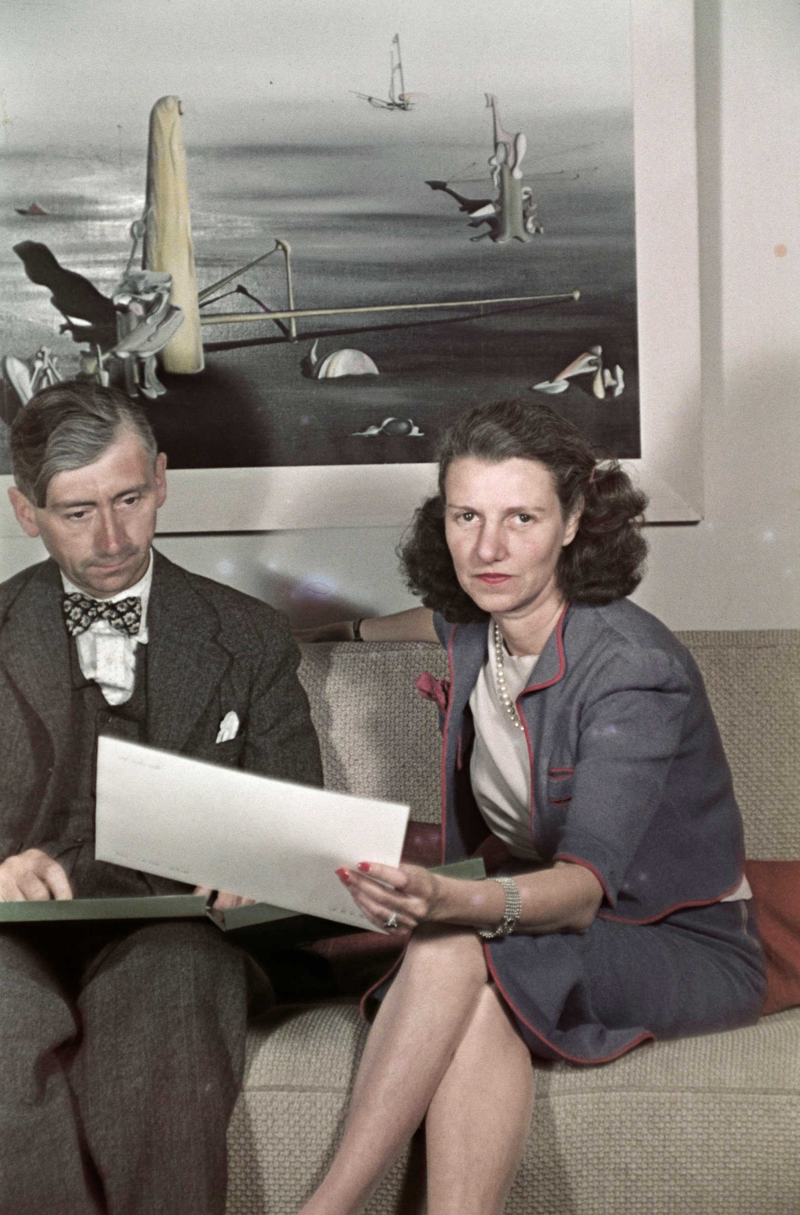 Gisèle Freund photograph of Herbert Read and Peggy Guggenheim, 1939