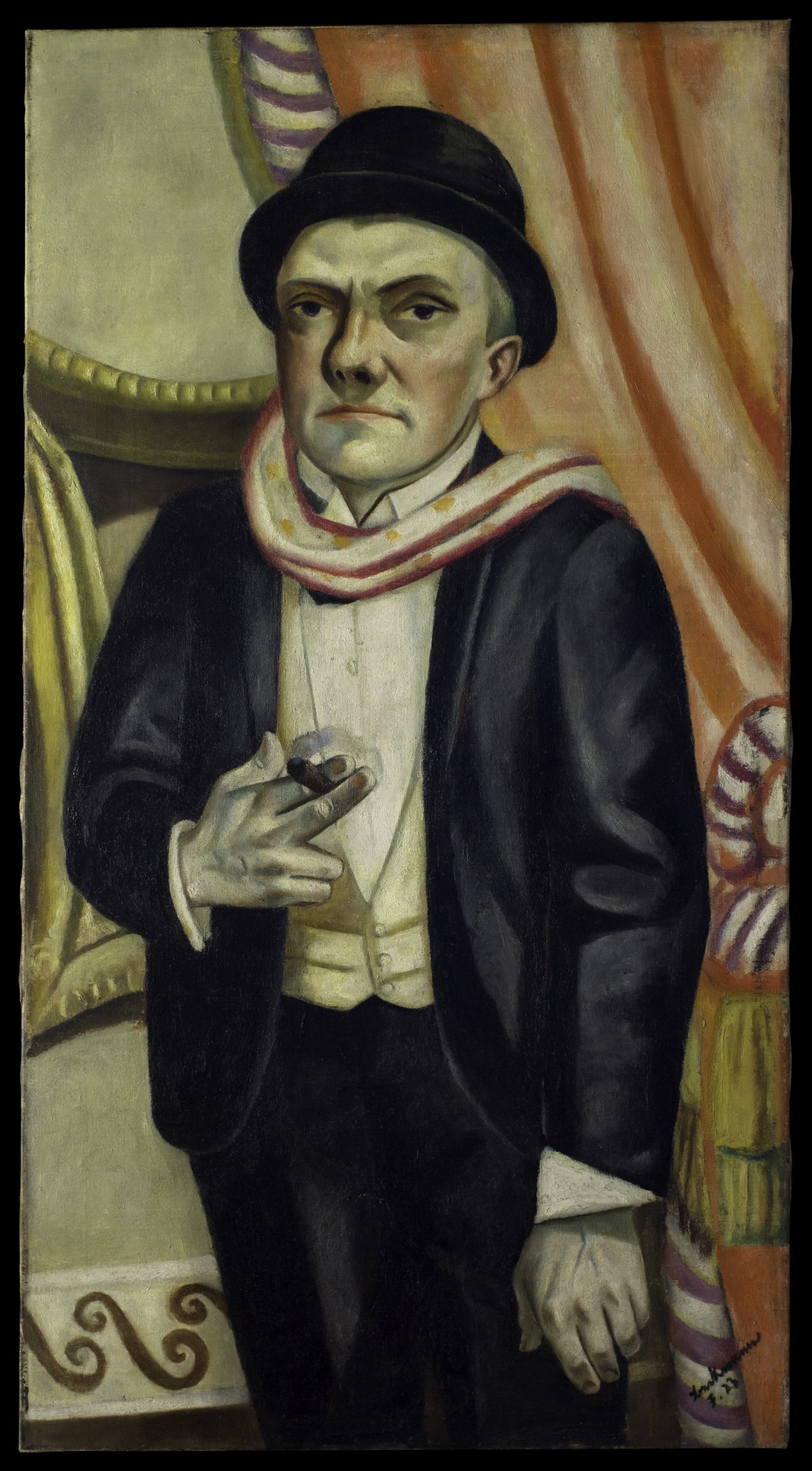 Max Beckmann, Self-Portrait in front of Red Curtain, 1923