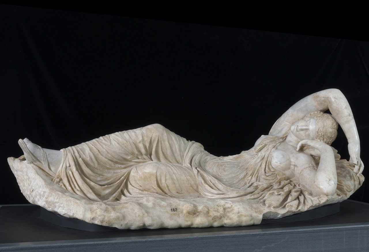 Sleeping Ariadne, a Roman marble reclining figure restored by the workshop of Gian Lorenzo Bernini