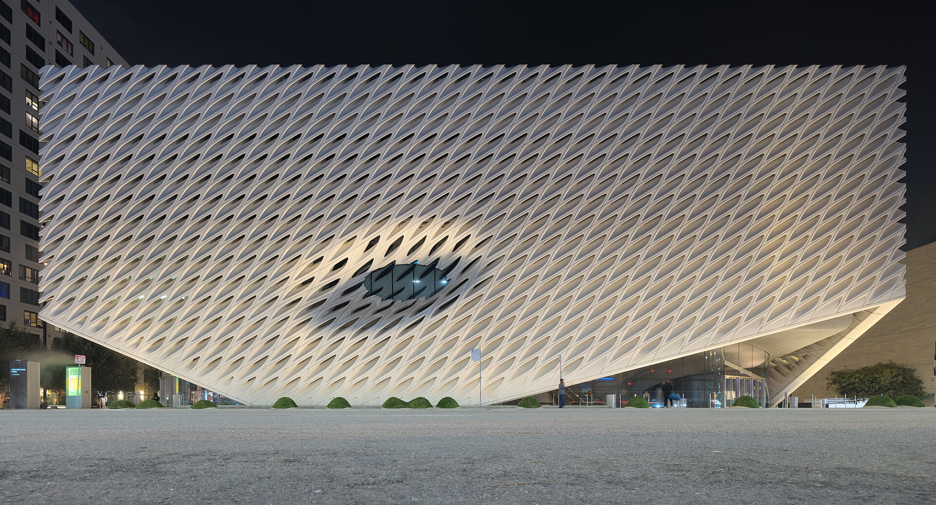 The perforated concrete veil of The Broad on Grand Avenue in downtown Los Angeles.
