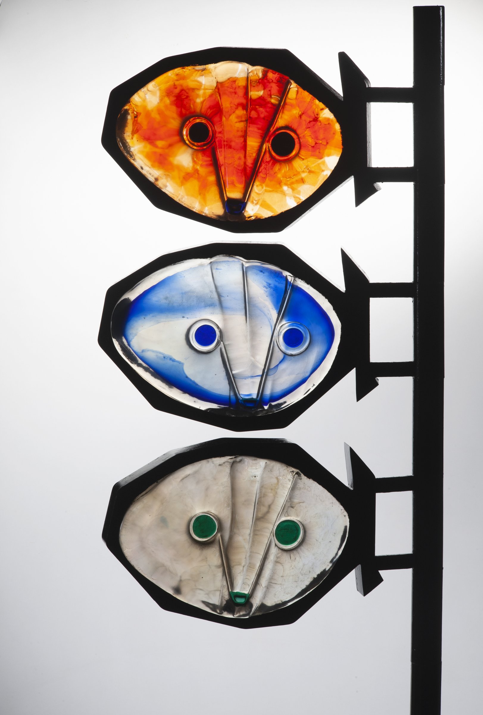 Max Ernst, Archaic, 1968, polychrome mold-shaped glass elements on metal