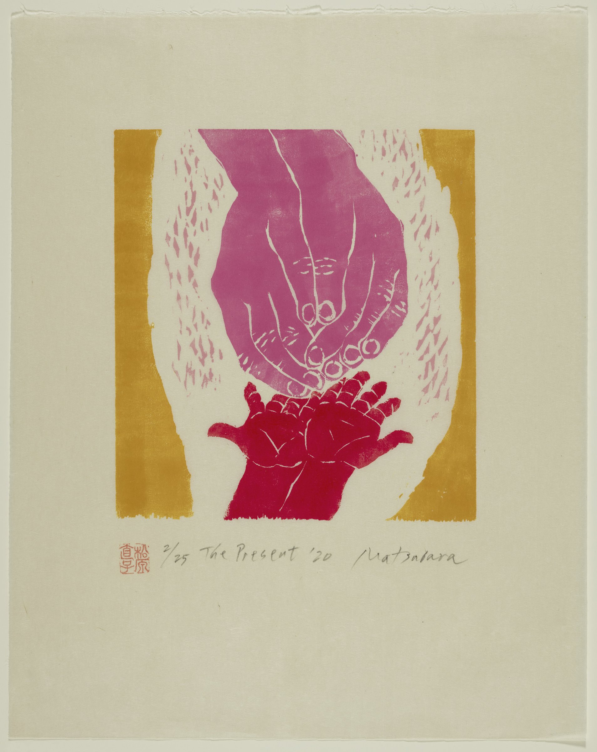Naoko Matsubara woodcut print: The Present, 2020