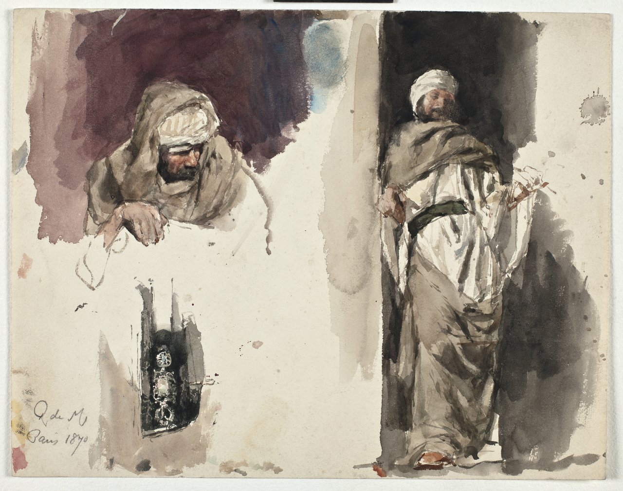 Ricardo de Madrazo, Two Studies of a Figure Dressed as a Moor, 1871, watercolour
