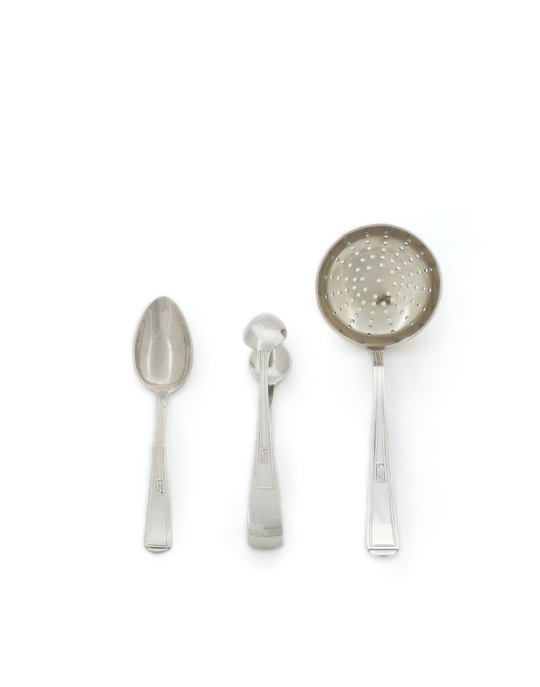 Joseph Maria Olbrich, mocha spoon, sugar tongs and sugar sifter from the Olbrich cutlery service, ca. 1900–01