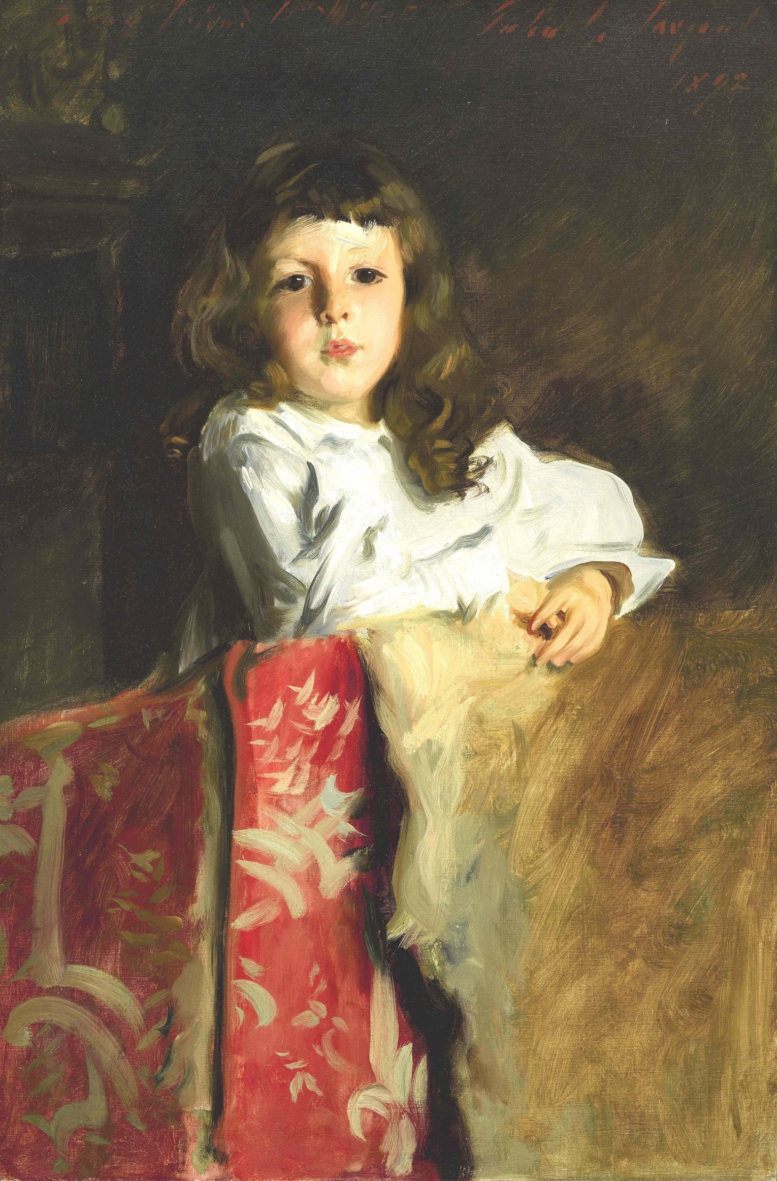 John Singer Sargent, John Alfred Parsons Millet: a young boy leaning on a draped chair