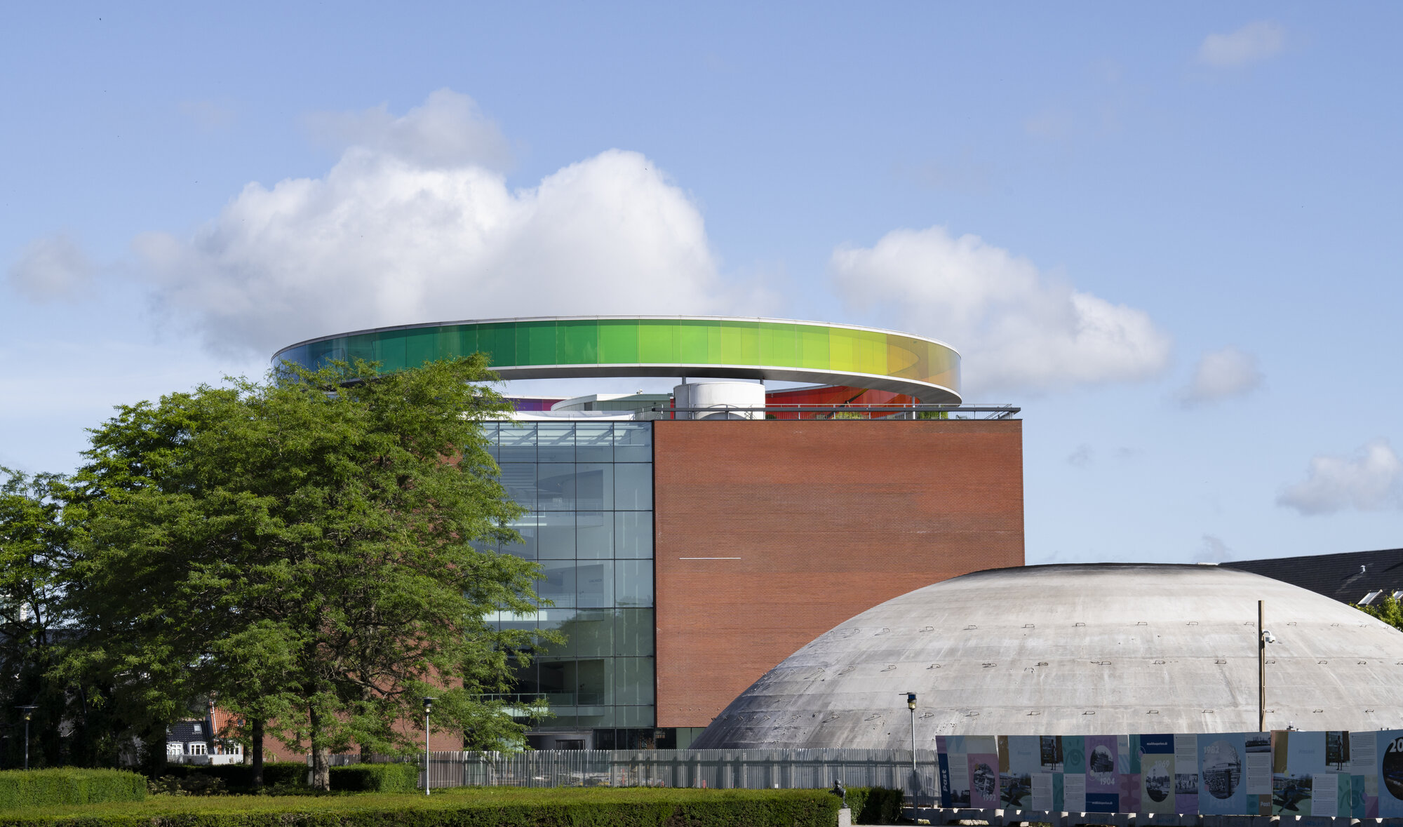 Exterior of ARoS Aarhus Kunstmuseum with the Rainbow Panorama rooftop walkway, daytime