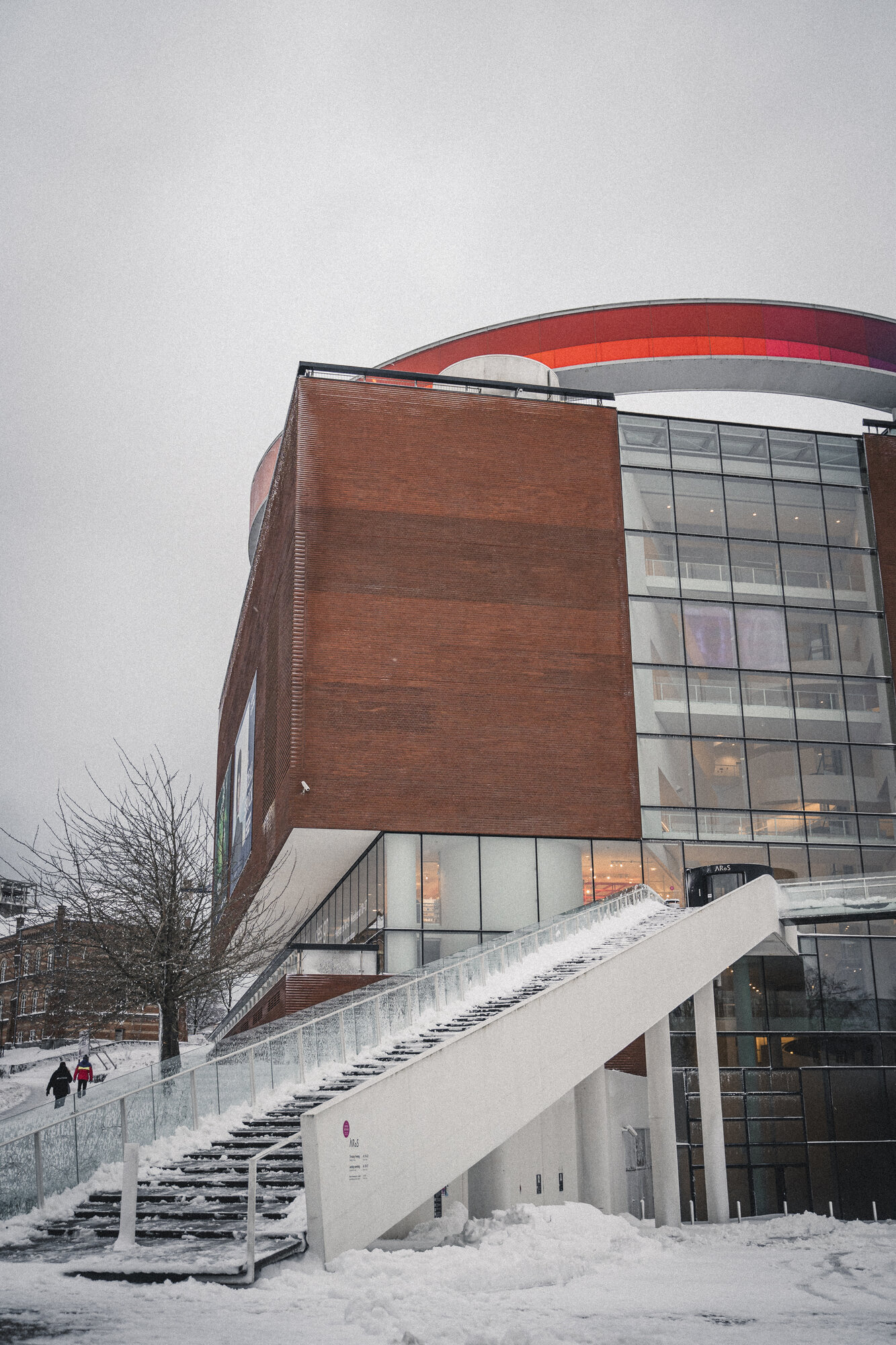 ARoS Aarhus Kunstmuseum entrance ramp in snow