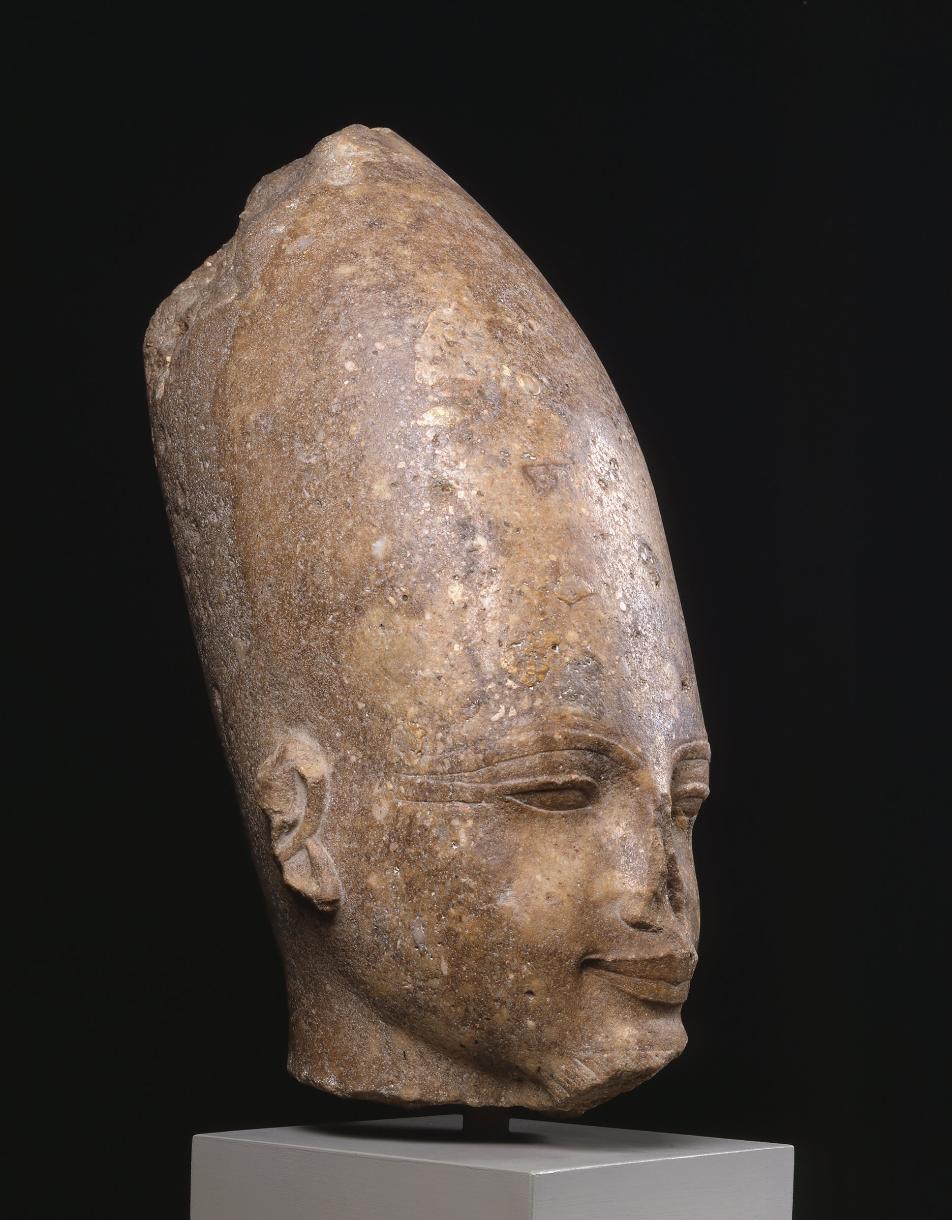 Quartzite head of the Egyptian king Amenhotep III, 1390–1352 B.C.