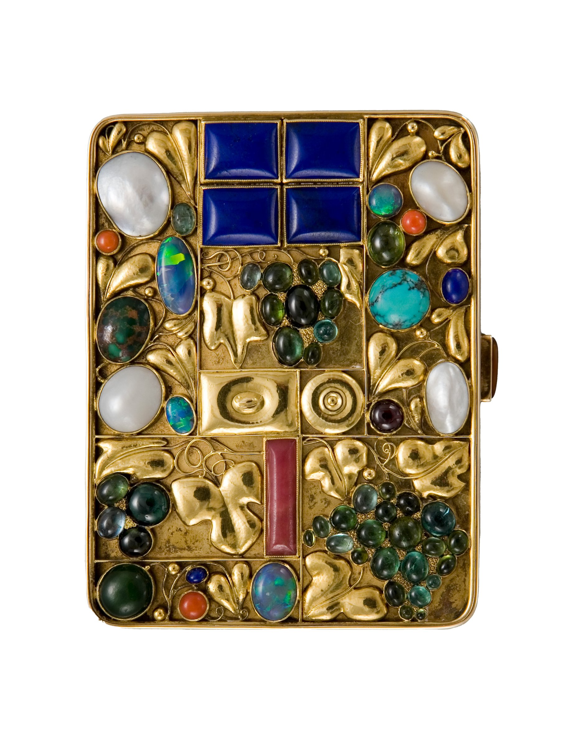 Josef Hoffmann, jewelled gold tobacco case acquired by Otto Primavesi, 1912