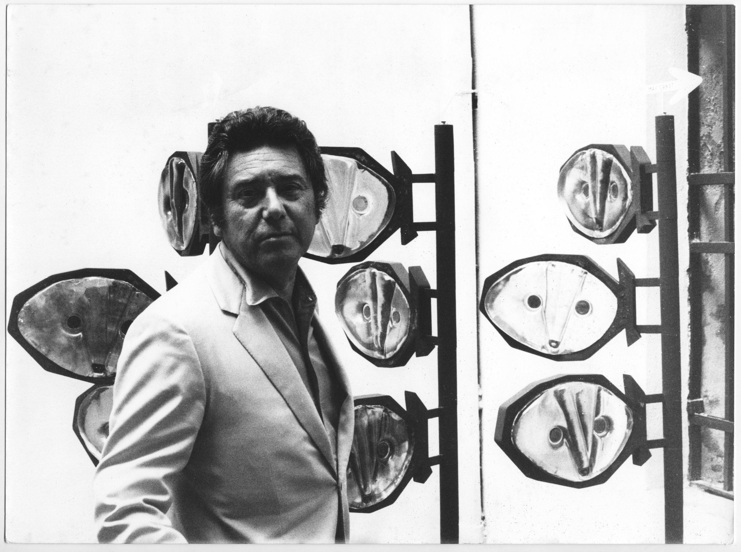 Roberto Matta beside Max Ernst’s Archaic at the Fucina degli Angeli, Venice, 1968