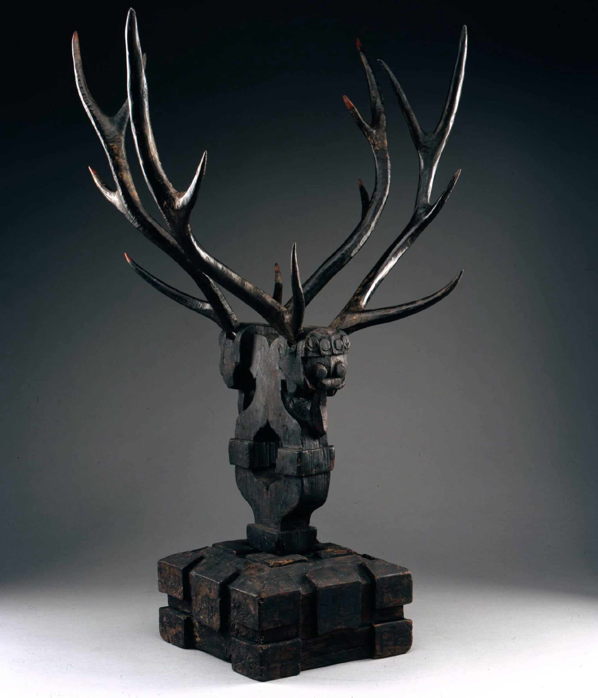 Wood sculpture depicting antlers.