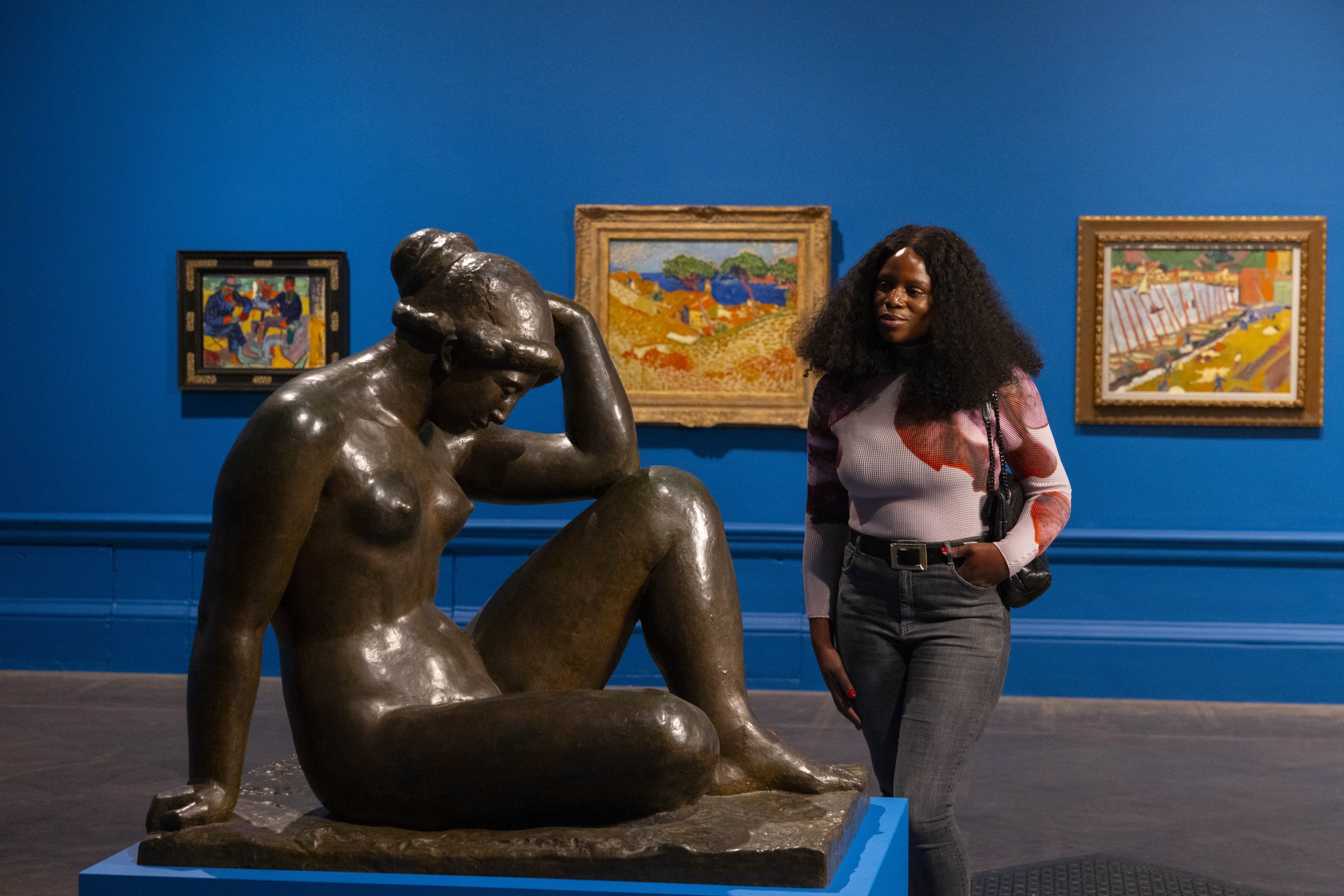 Painting the French Riviera at the Royal Academy of Arts, London: a bronze reclining nude sculpture in the gallery