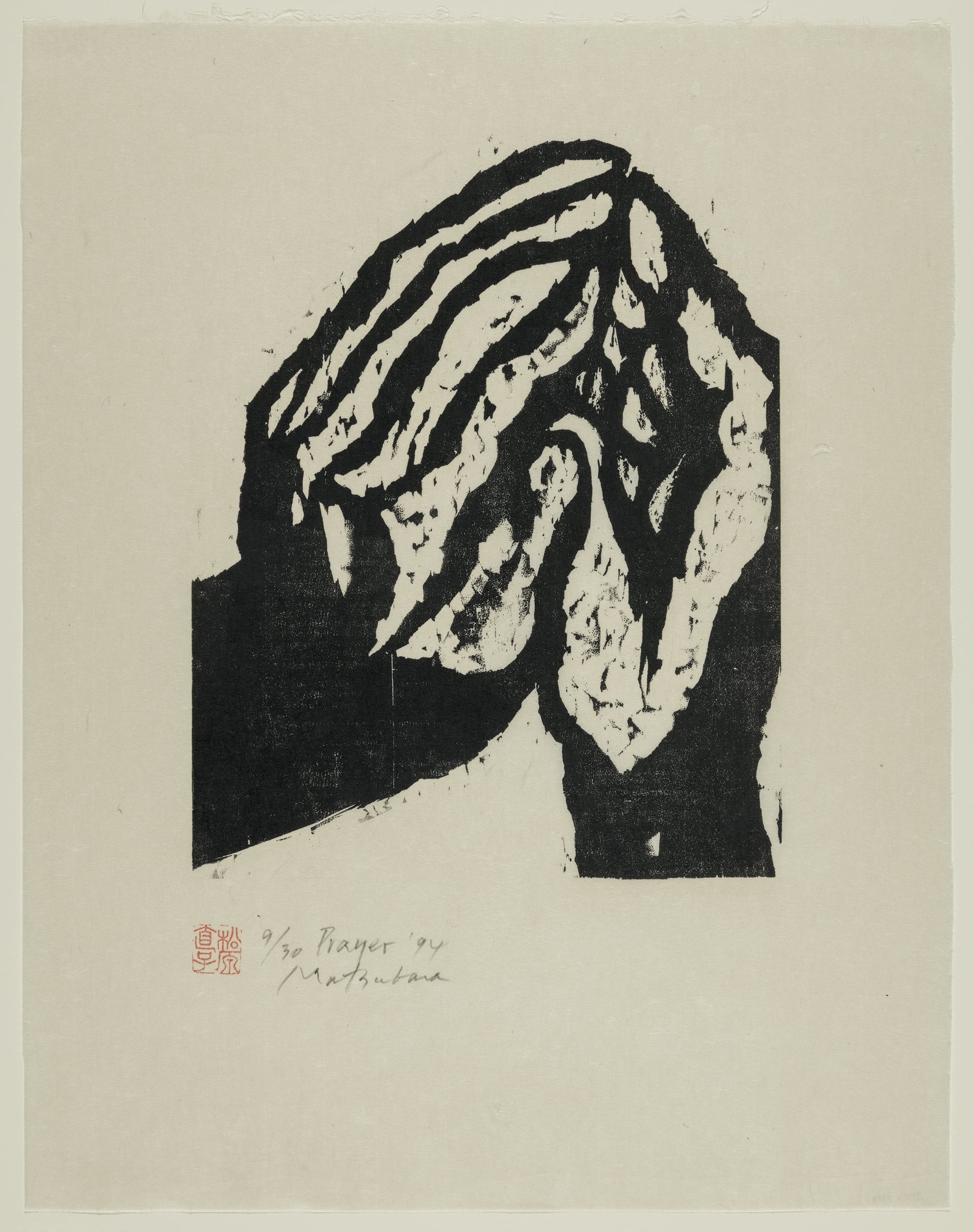Naoko Matsubara woodcut print: Prayer, 1994
