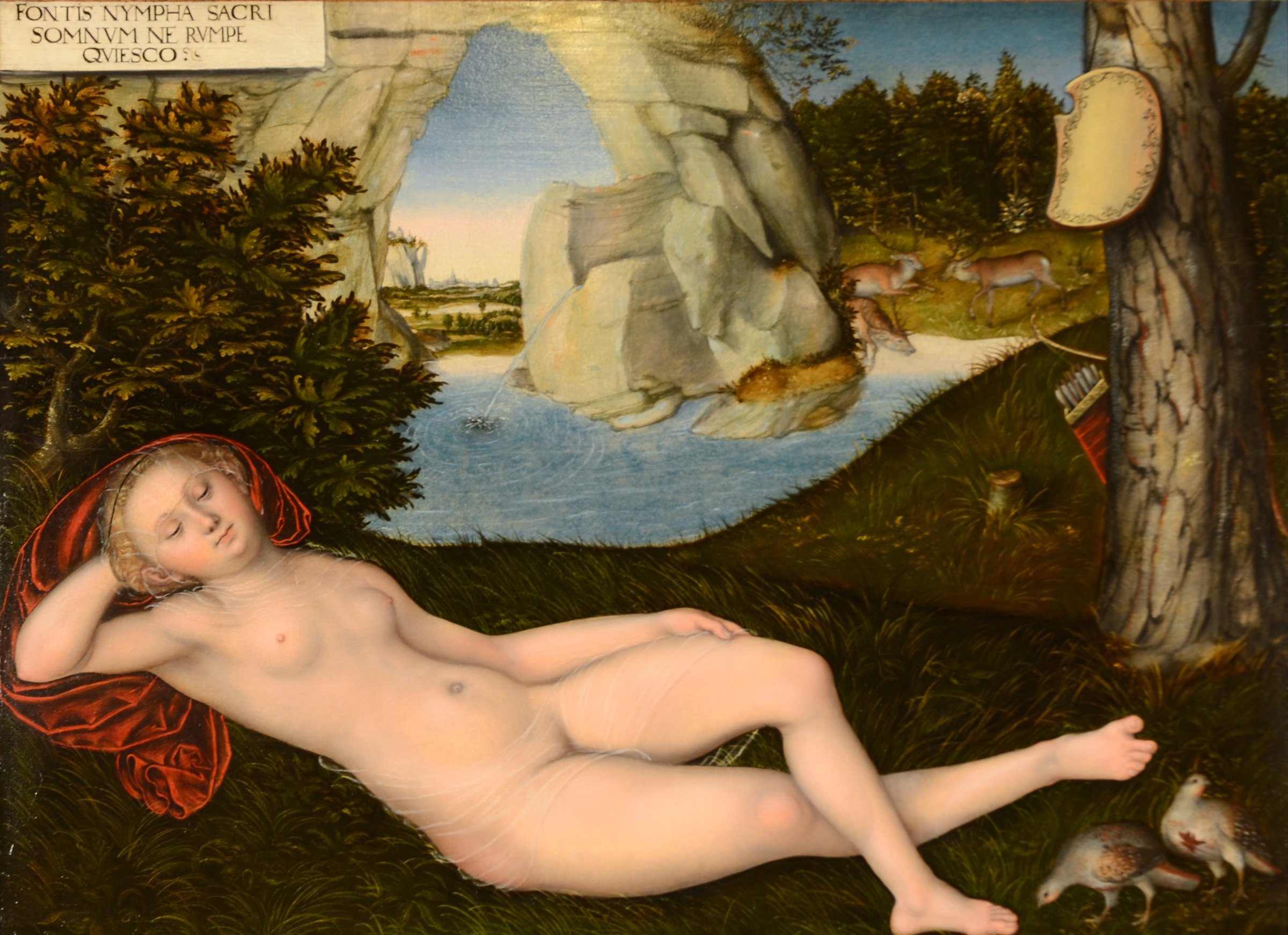 Lucas Cranach the Younger, Nymph of the Spring: a nude nymph reclining beside a spring in a wooded landscape