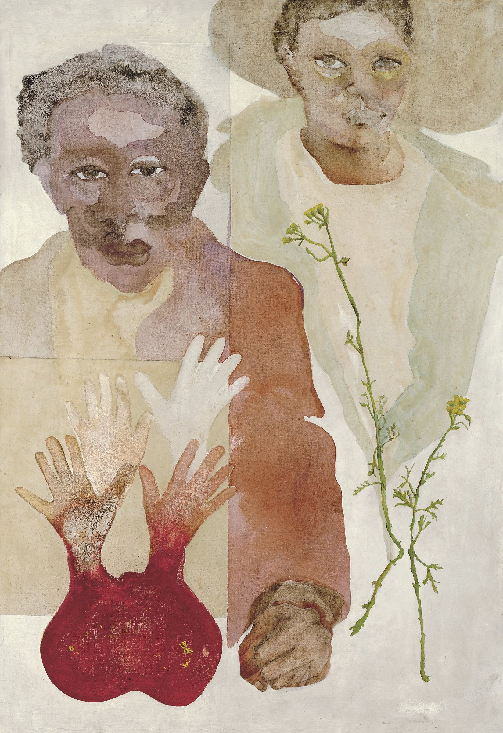 Suzanne Jackson, Grandparents, 1970, acrylic wash, gesso and graphite on canvas