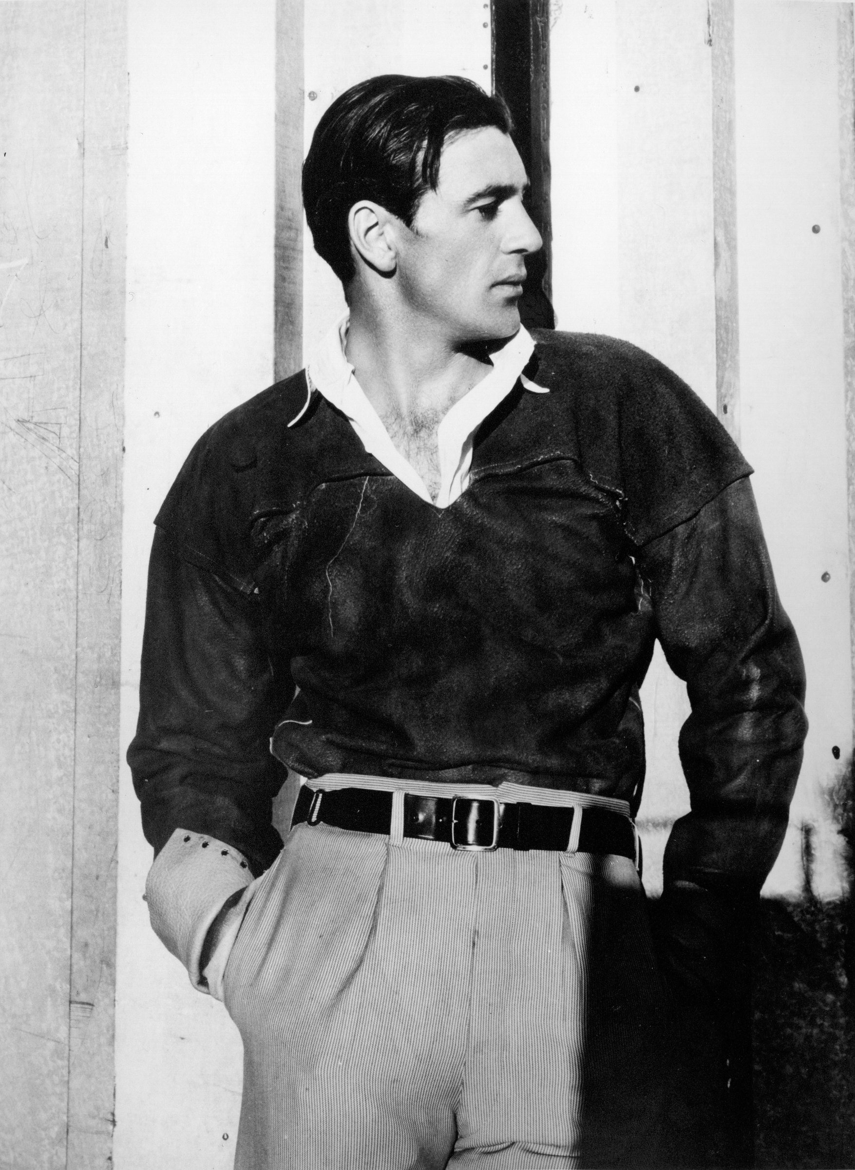 Cecil Beaton, Gary Cooper: the actor in an open-necked shirt with his hands on his belt